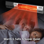 Electric Patio Heater, Outdoor Wall Mounted Heater with Remote Control and Timer, 1500W Fast Heating Heater, Indoor/Outdoor Infrared Heater, for Balcony, Courtyard, Living Room, Bedroom, D5887