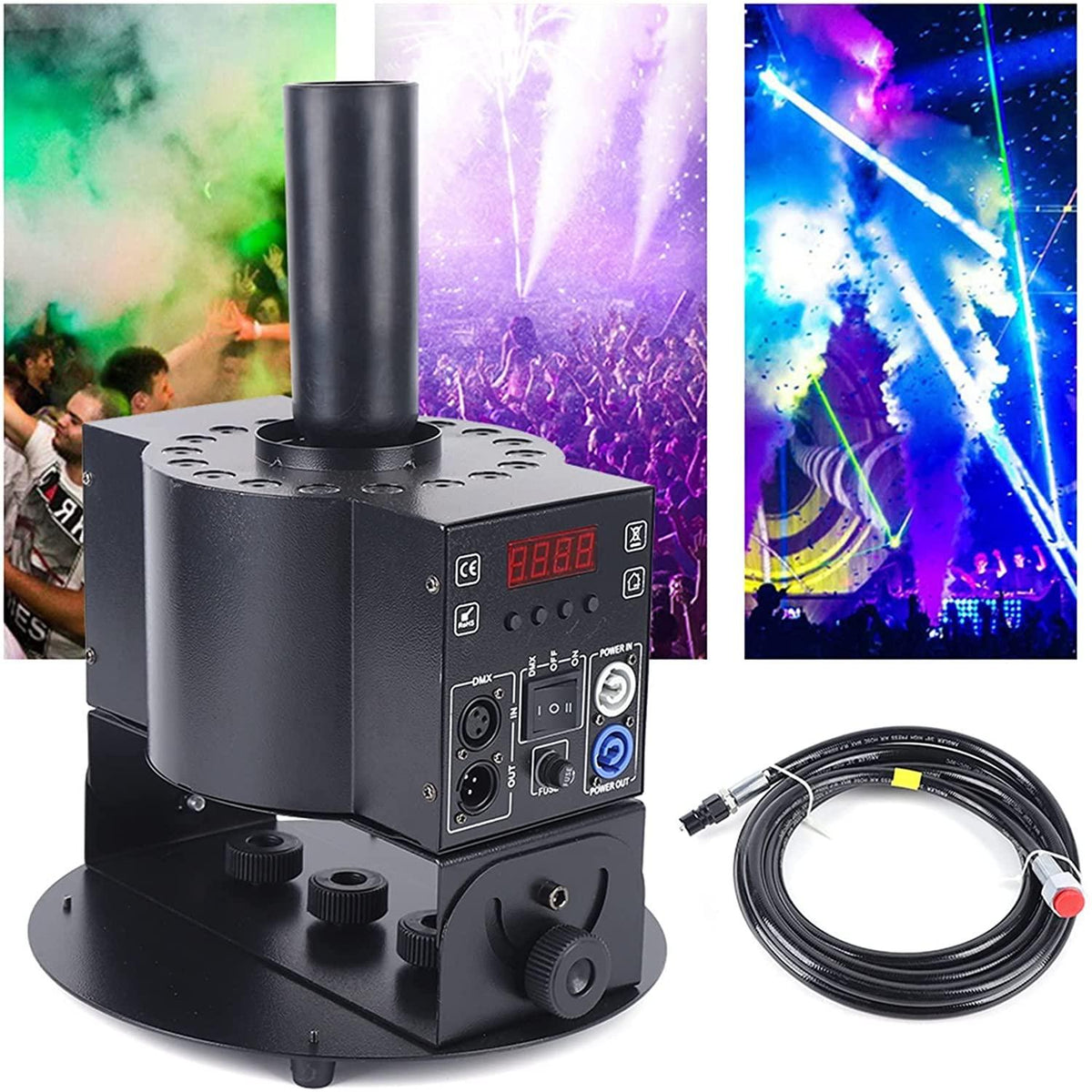 Aohuada CO2 Jet Machine, 250W LED RGB CO2 Cannon Column Stage Effect Jet Fogger Machine, Single Pipe Angle Adjustable Stage Smoke Machine DMX512 8-10m for Party Wedding Stage Shows