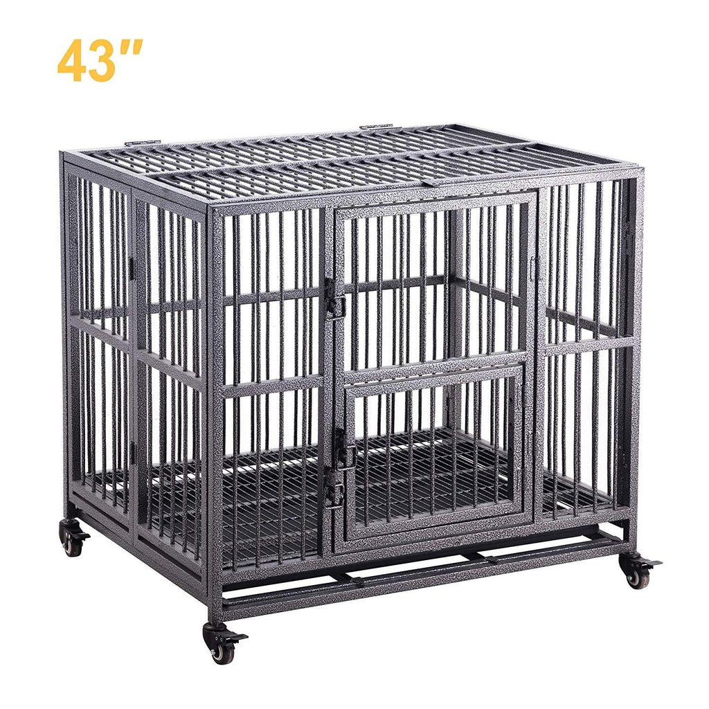 Meihua Heavy Duty Dog CaCrate for Indoor Outdoor, Easy to Assemble Pet Playpen with Four Wheels, Lockable Wheels, Removable Tray
