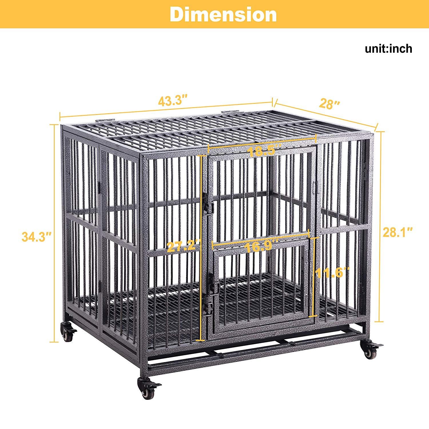 Meihua Heavy Duty Dog CaCrate for Indoor Outdoor, Easy to Assemble Pet Playpen with Four Wheels, Lockable Wheels, Removable Tray