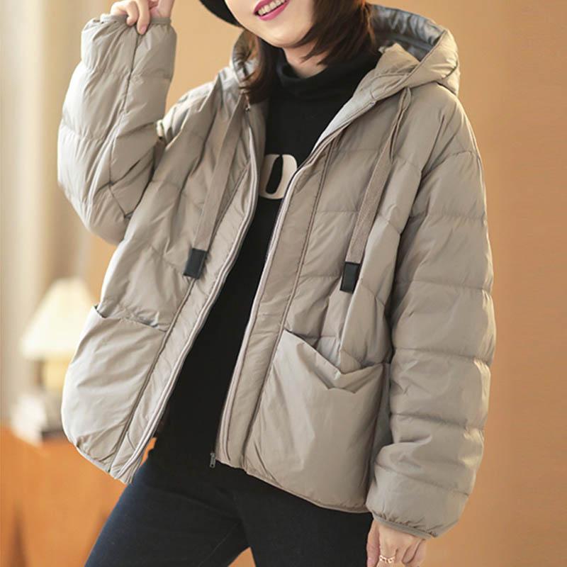 winter hooded soft casual duck down coat