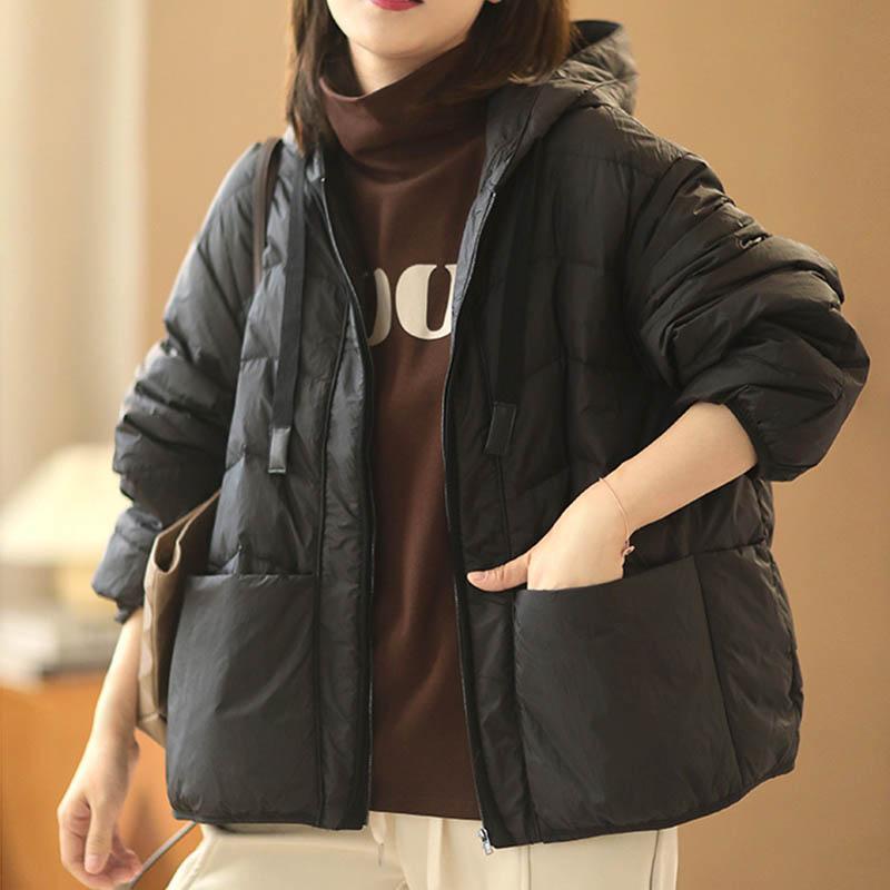 winter hooded soft casual duck down coat