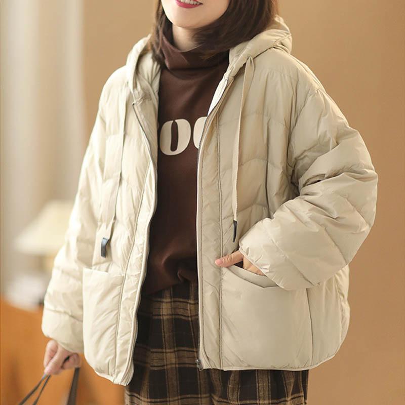 winter hooded soft casual duck down coat