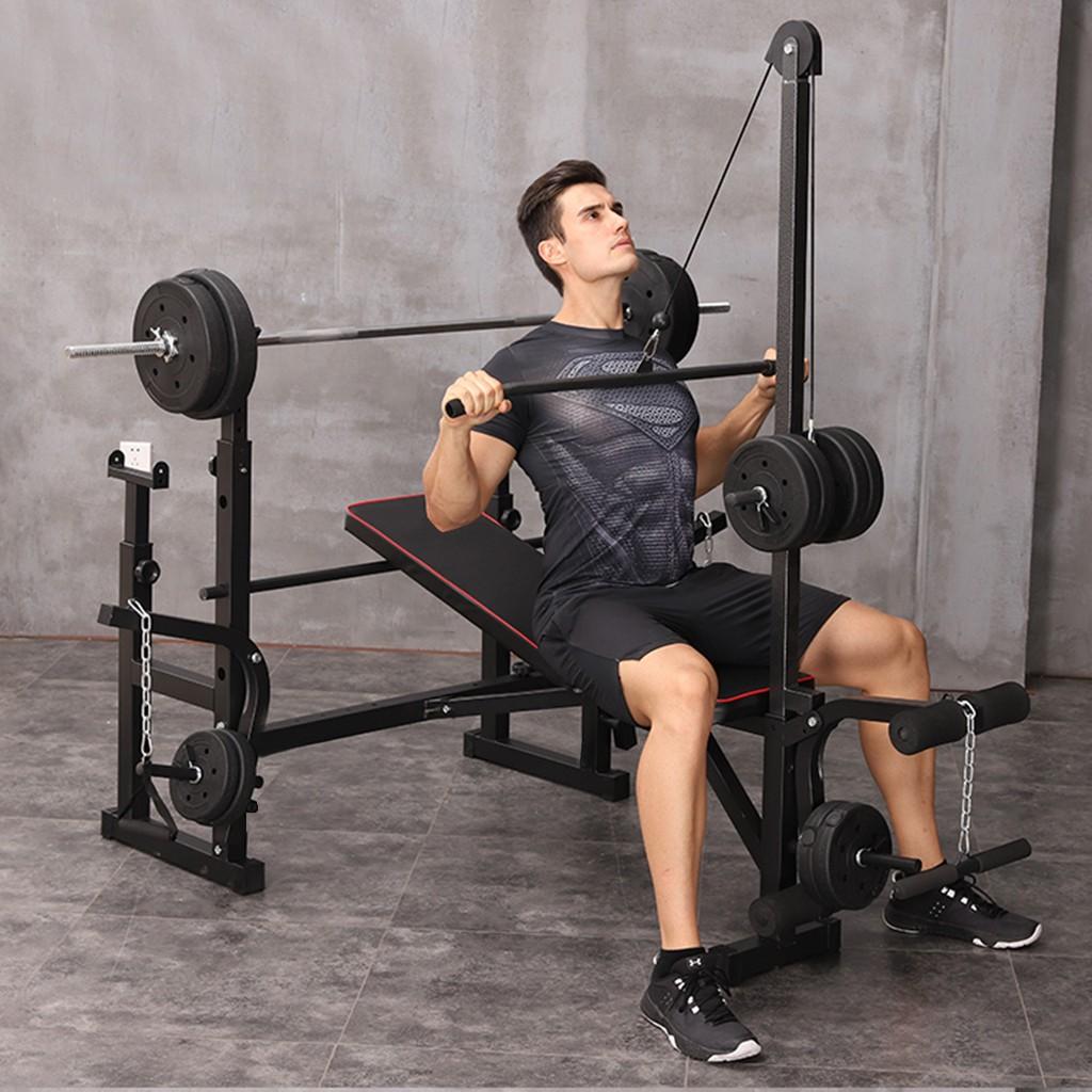 ESULOMP Multifunctional Weightlifting Bench Press Bench Barbell Bed Squat Rack Barbell