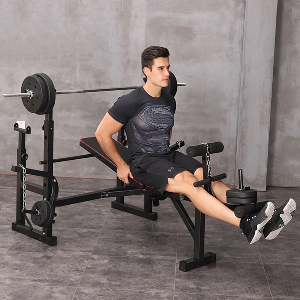ESULOMP Multifunctional Weightlifting Bench Press Bench Barbell Bed Squat Rack Barbell