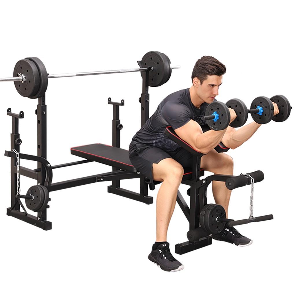 ESULOMP Multifunctional Weightlifting Bench Press Bench Barbell Bed Squat Rack Barbell