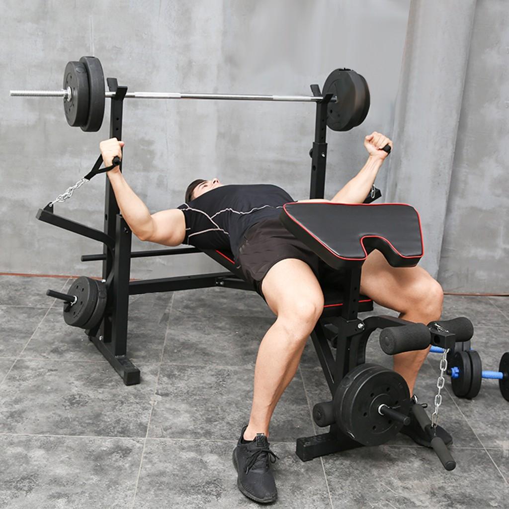 ESULOMP Multifunctional Weightlifting Bench Press Bench Barbell Bed Squat Rack Barbell