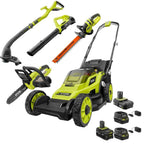 18-Volt Walk Behind Push Lawn Mower/Blower/Chainsaw/Hedge/String Trimmer Kit
