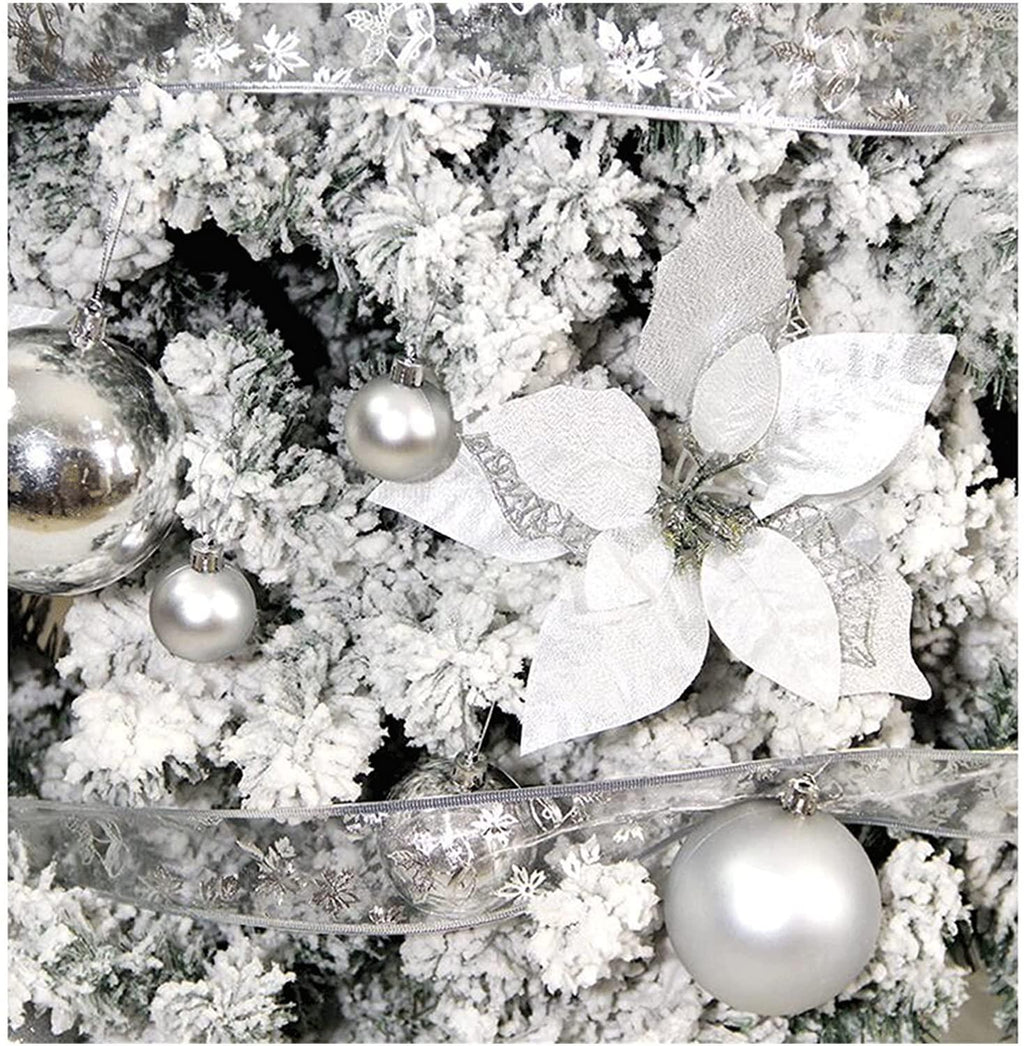CYQLYGO Christmas Tree Home Shopping Mall Window Decoration Christmas Scene Photo Ornaments 1. 5 Cedar FlocSilver PackaLooForward to Christmas