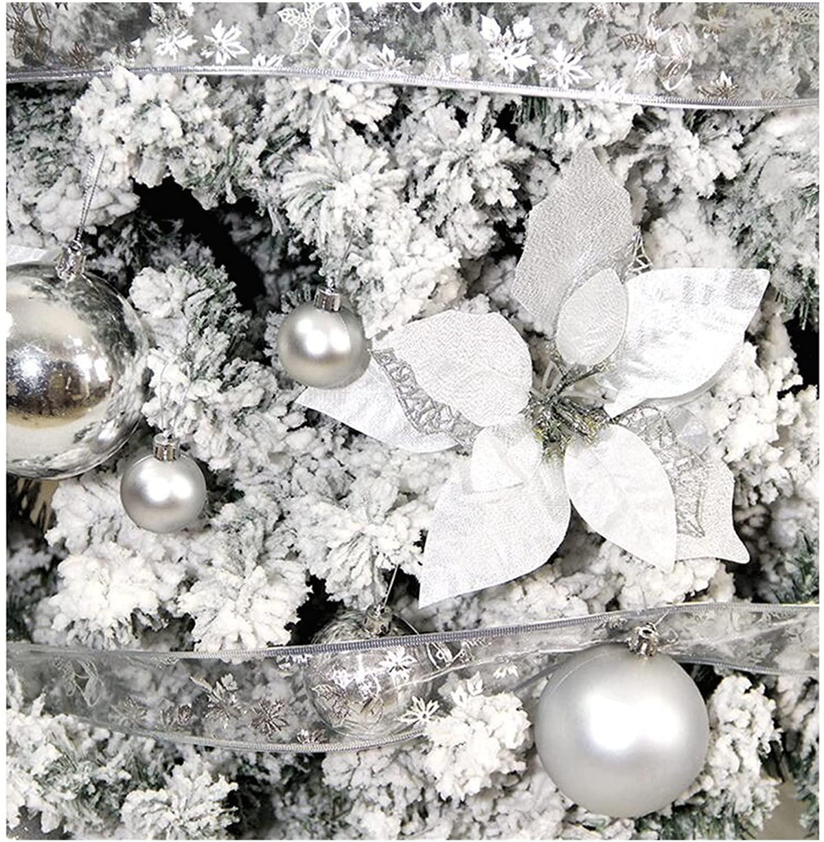 CYQLYGO Christmas Tree Home Shopping Mall Window Decoration Christmas Scene Photo Ornaments 1. 5 Cedar FlocSilver PackaLooForward to Christmas
