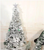 CYQLYGO Christmas Tree Home Shopping Mall Window Decoration Christmas Scene Photo Ornaments 1. 5 Cedar FlocSilver PackaLooForward to Christmas
