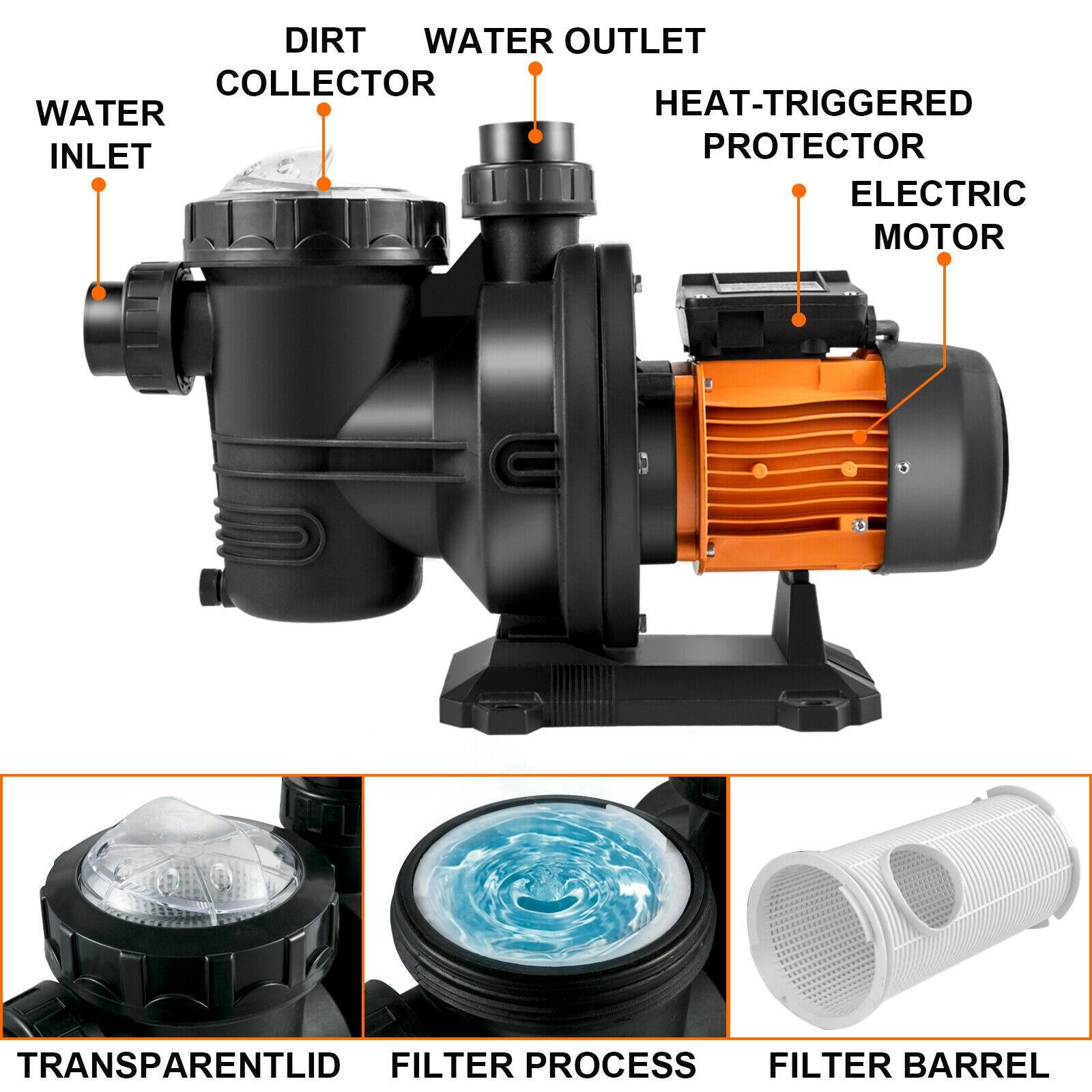 vevor 48v solar powered pool pump 500w 75gpm 49ft water pump w/ mppt controller
