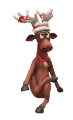 Funny Reindeer Statue -Funny Reindeer Sitting with Cross Legs Christmas Decor 3'