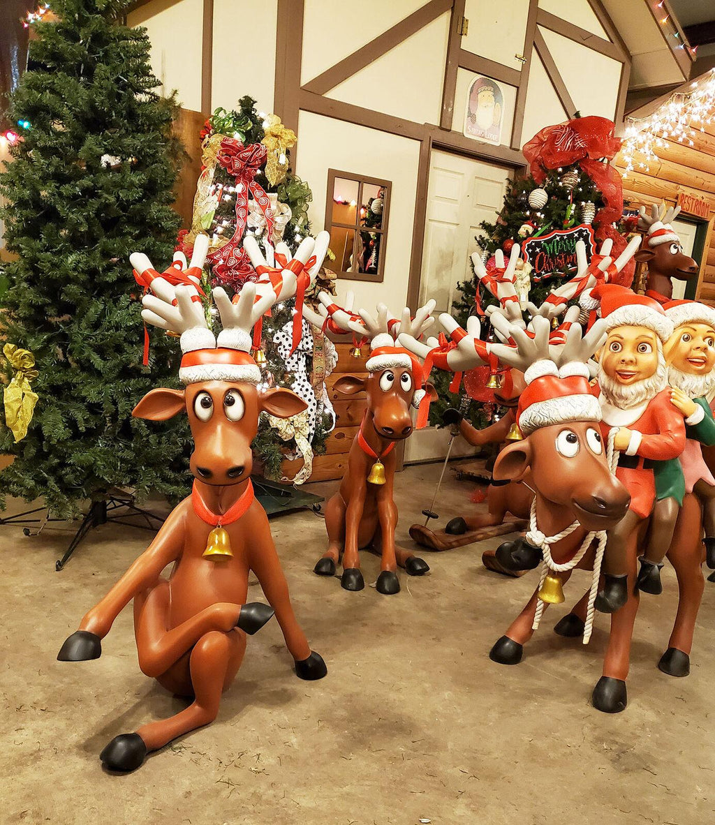 Funny Reindeer Statue -Funny Reindeer Sitting with Cross Legs Christmas Decor 3'