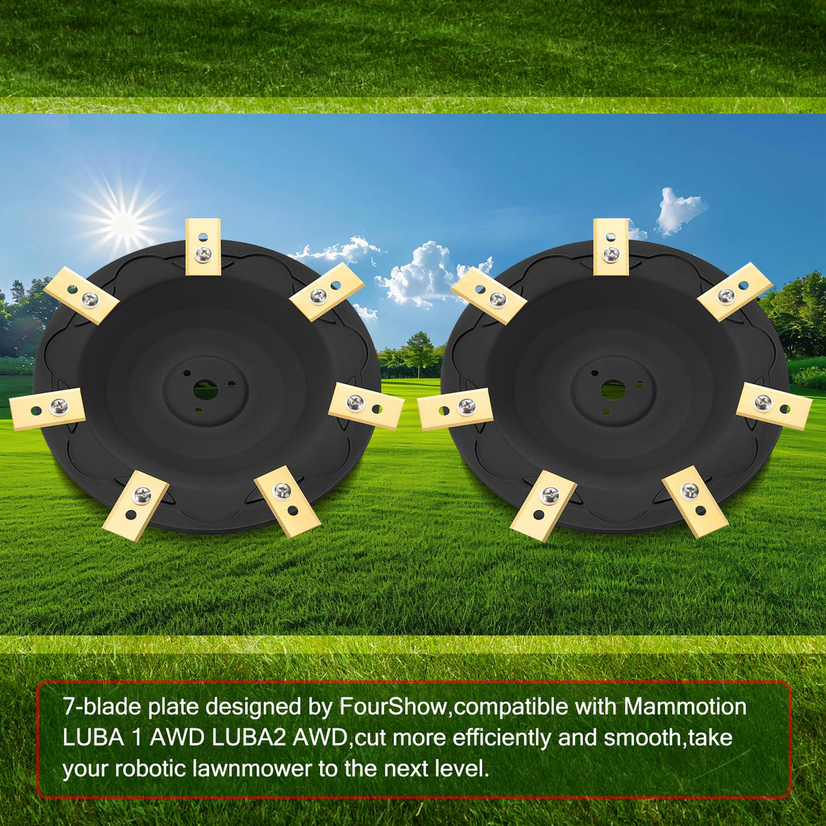 [Upgrade] 2Pcs Blade Discs + 14Pcs Blades Compatible with  LUBA 1 AWD and LUBA 2 AWD (up to Model Year 2024), Robotic Lawn Mower Blade Disc