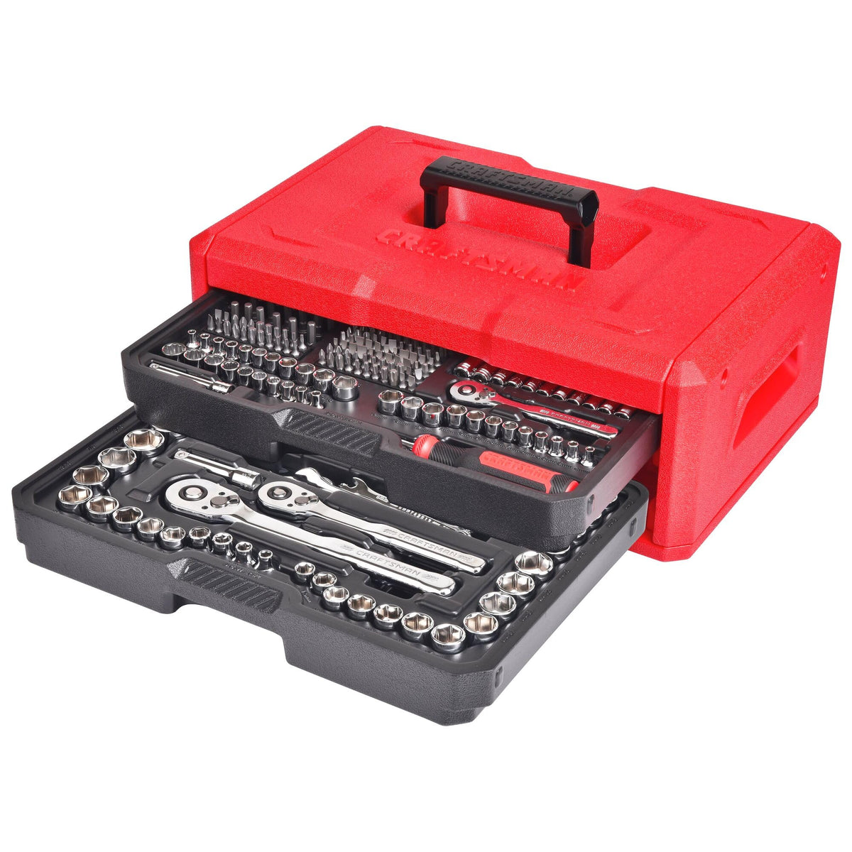 Mechanics Tool Set, 256-Piece Hand Tool and Socket Set with 72-tooth Low Profile Ratchet and 2-Drawer Tool Box (CMMT45256)
