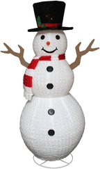 Northlight Seasonal Pre-Lit Outdoor Chenille Swirl LarSnowman w/Top Hat Christmas Yard Art Decoration, 72"