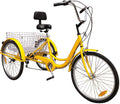 Areyourshop 3-Wheel Adult Tricycle Cruise Cargo Bike Trike with Basket