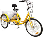 Areyourshop 3-Wheel Adult Tricycle Cruise Cargo Bike Trike with Basket