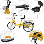 Areyourshop 3-Wheel Adult Tricycle Cruise Cargo Bike Trike with Basket
