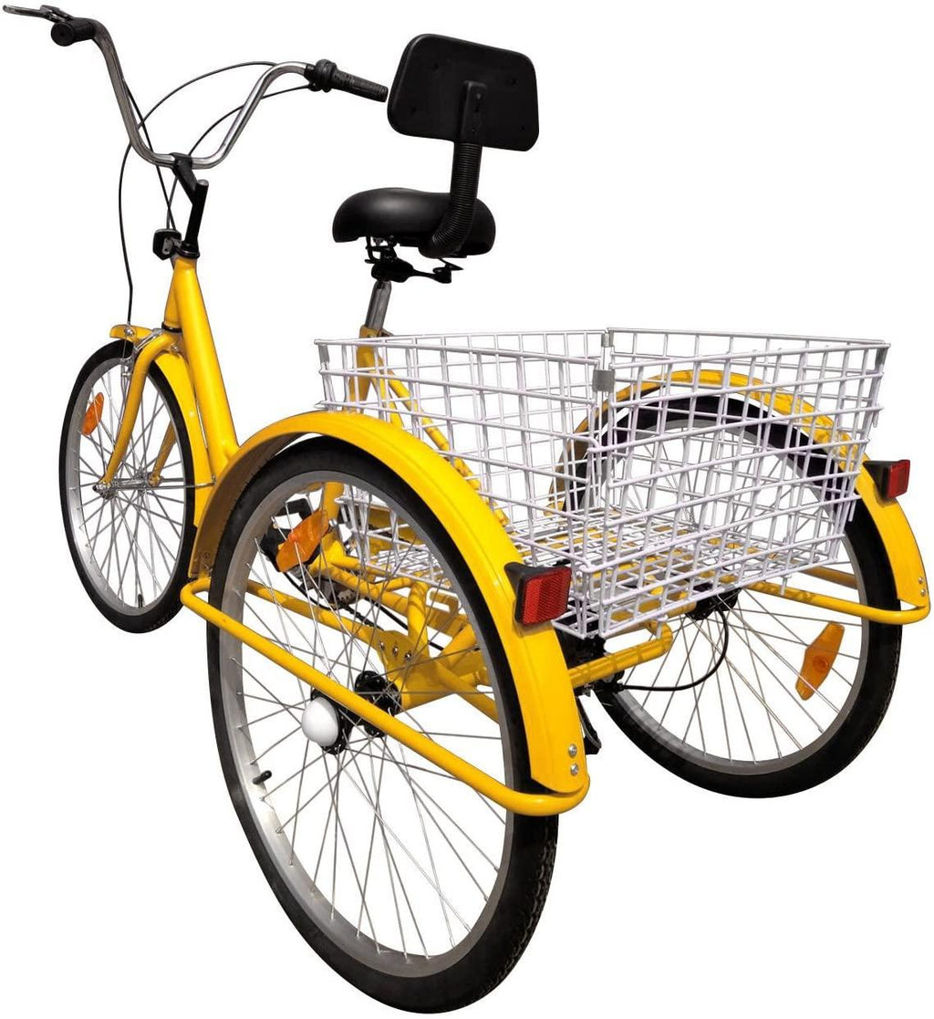 Areyourshop 3-Wheel Adult Tricycle Cruise Cargo Bike Trike with Basket