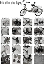 Areyourshop 3-Wheel Adult Tricycle Cruise Cargo Bike Trike with Basket