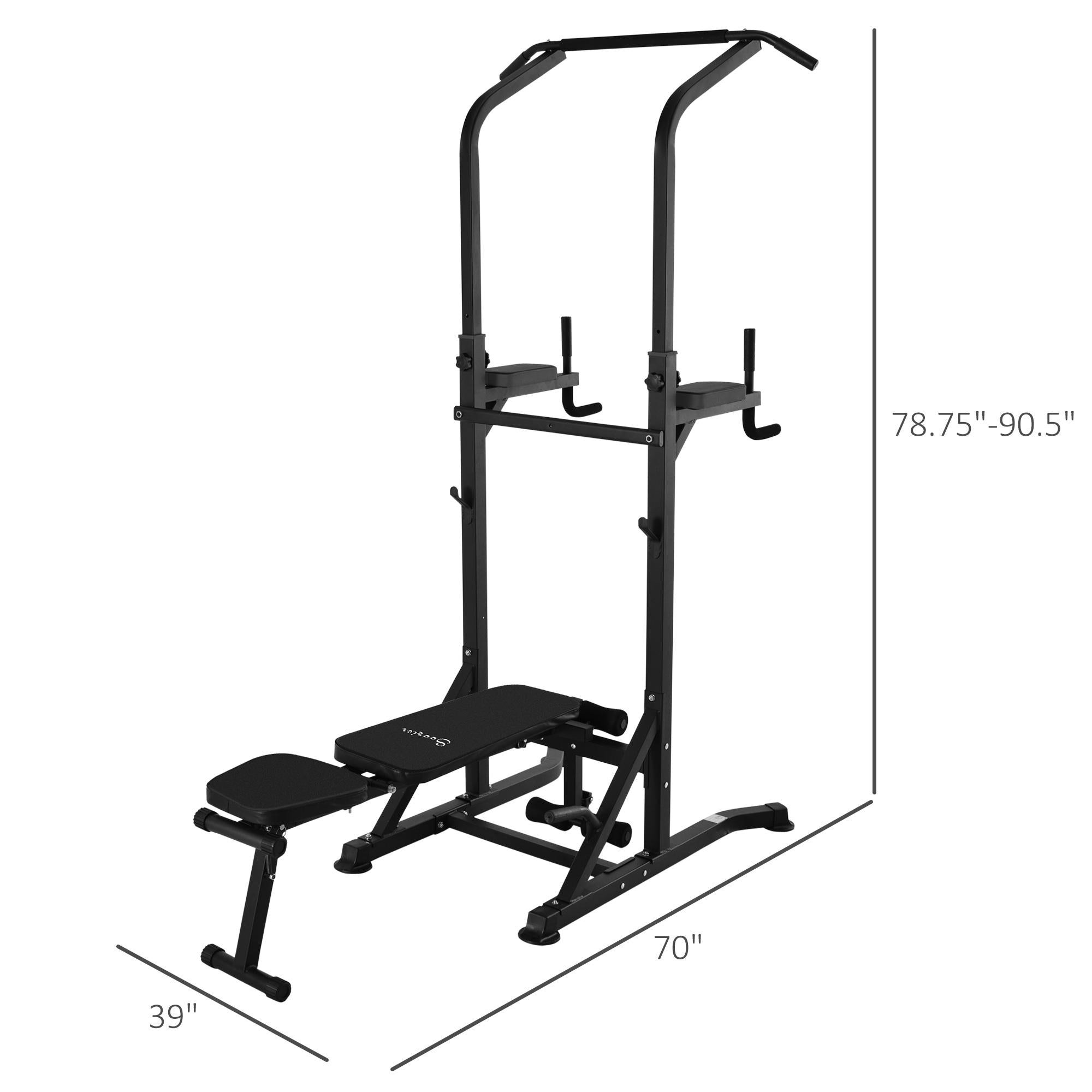 Soozier Exercise Pull-up Weight Machine Power Tower with Multiple Adjustable Positions for Strengthening Many Muscles