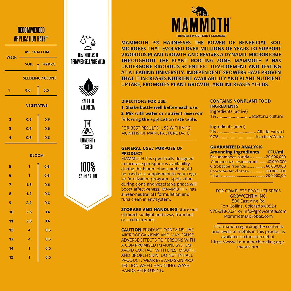 mammoth p bloom booster &amp; enhancer - plant nutrients for increased growth &amp; yield (500 milliliters)