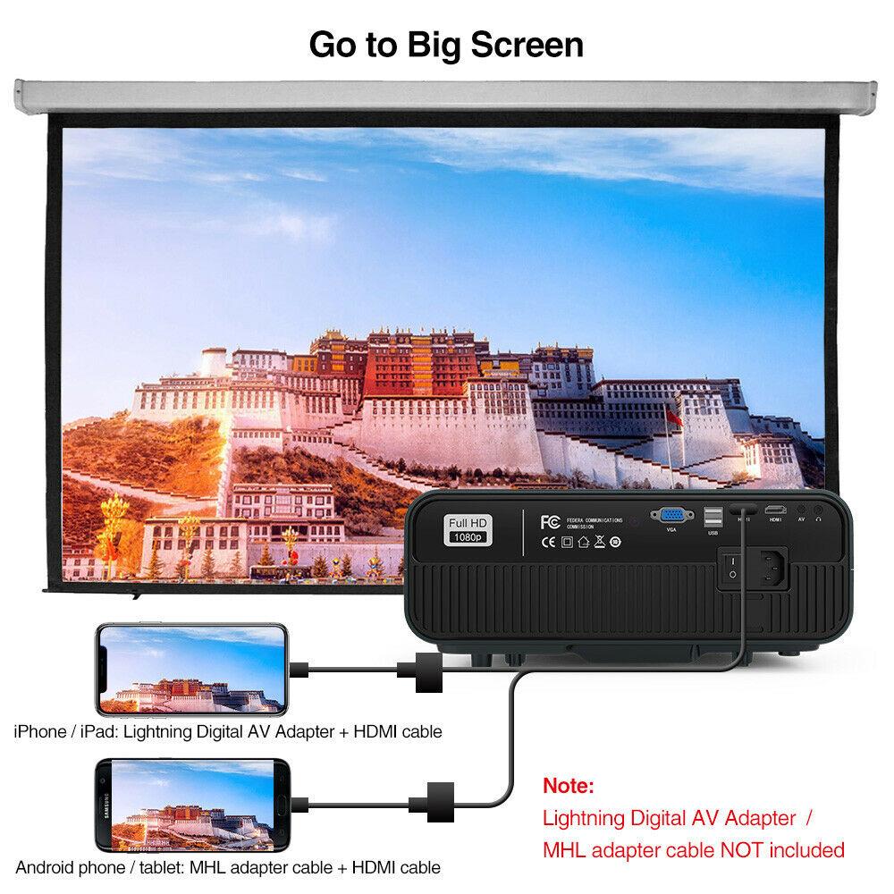 native 1080p led projector support 4k home theater office ppt tv hdmi smart fhd