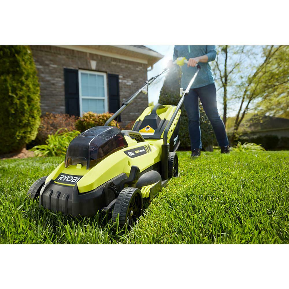 RYOBI Push Lawn Mower String Trimmer 13 in. 18-Volt Li-Ion 4.0Ah Battery/Charger
