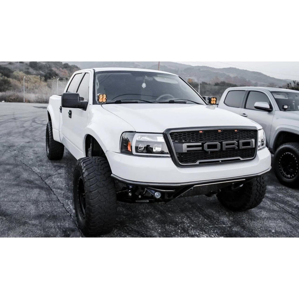 2004-2008 F150 Ford Black Raptor Style Black Front Mesh Hood Grill Grille Replacement With LED Generic