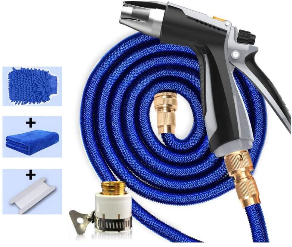 AOHMG Garden Hose Expandable, 3/4 Brass Connectors No-Kink/No-Tangle Water Hose, for Outdoor Lawn Car Watering Plants,98Feet