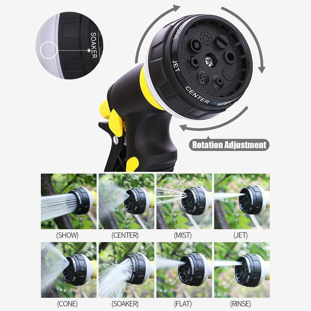 Garden Hose with Nozzle, 8 Function Nozzles and Holder Water Volume Adjustment for Lawn Care Watering Flowers and Car Wash Pets,32 ft