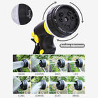 Garden Hose with Nozzle, 8 Function Nozzles and Holder Water Volume Adjustment for Lawn Care Watering Flowers and Car Wash Pets,32 ft