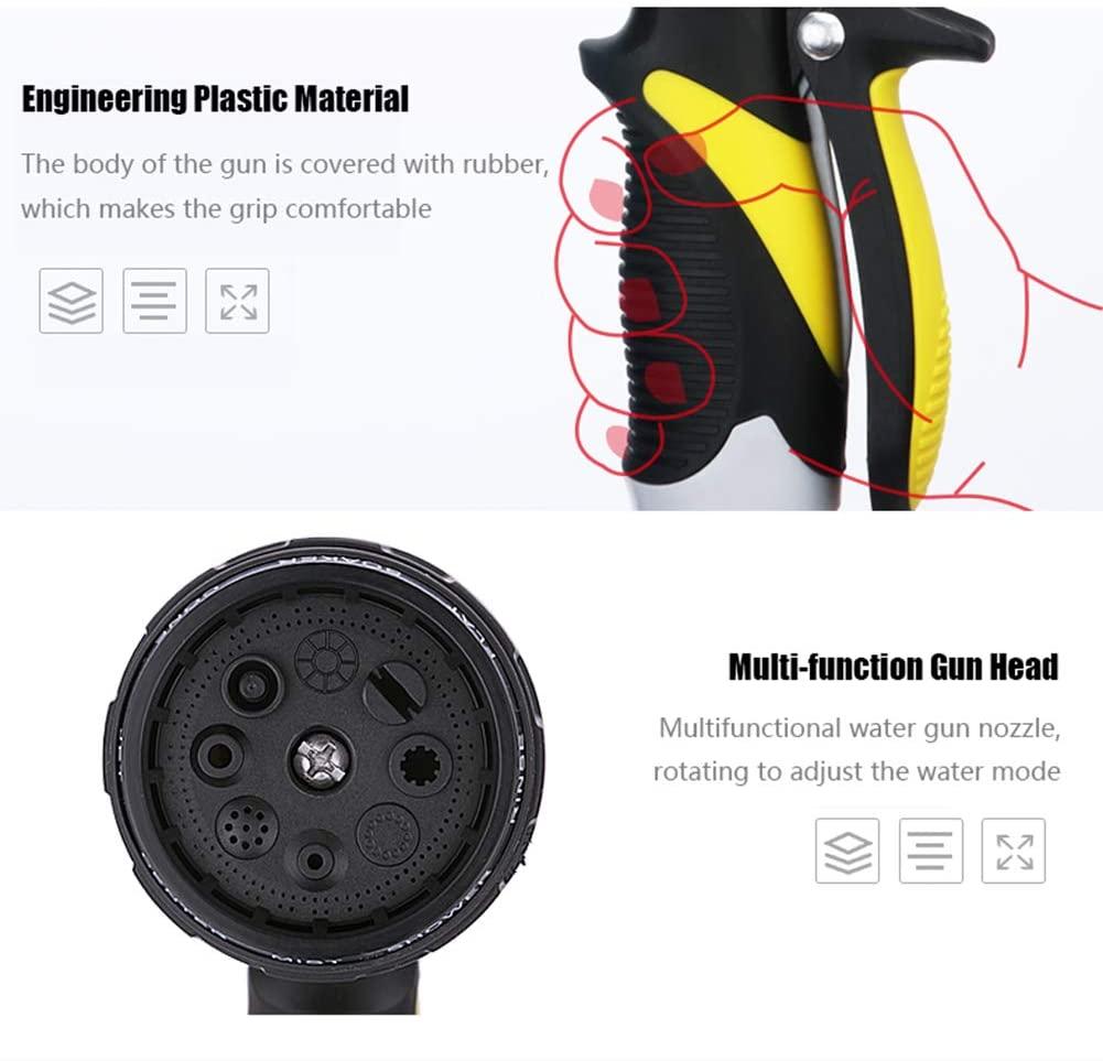 Garden Hose with Nozzle, 8 Function Nozzles and Holder Water Volume Adjustment for Lawn Care Watering Flowers and Car Wash Pets,32 ft