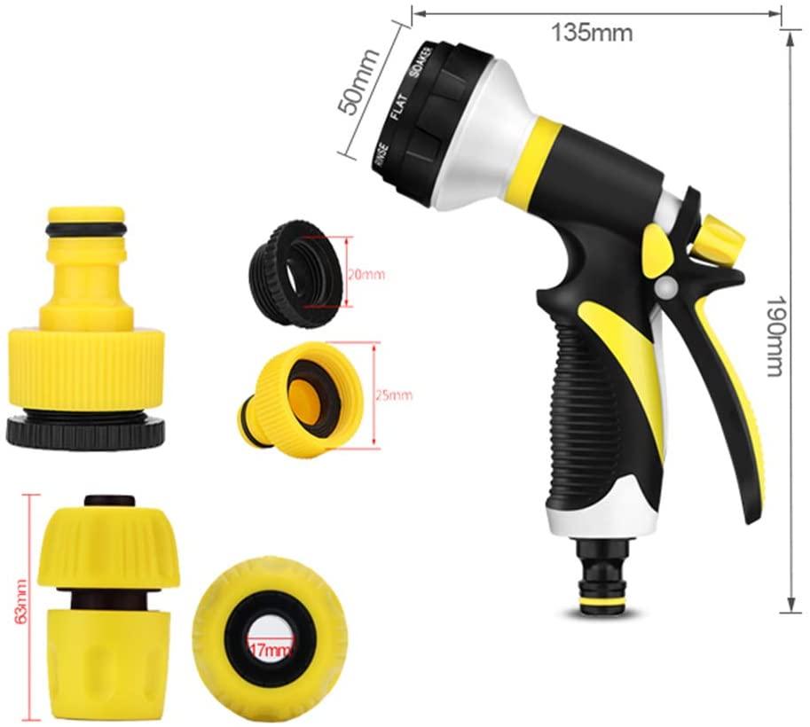 Garden Hose with Nozzle, 8 Function Nozzles and Holder Water Volume Adjustment for Lawn Care Watering Flowers and Car Wash Pets,32 ft