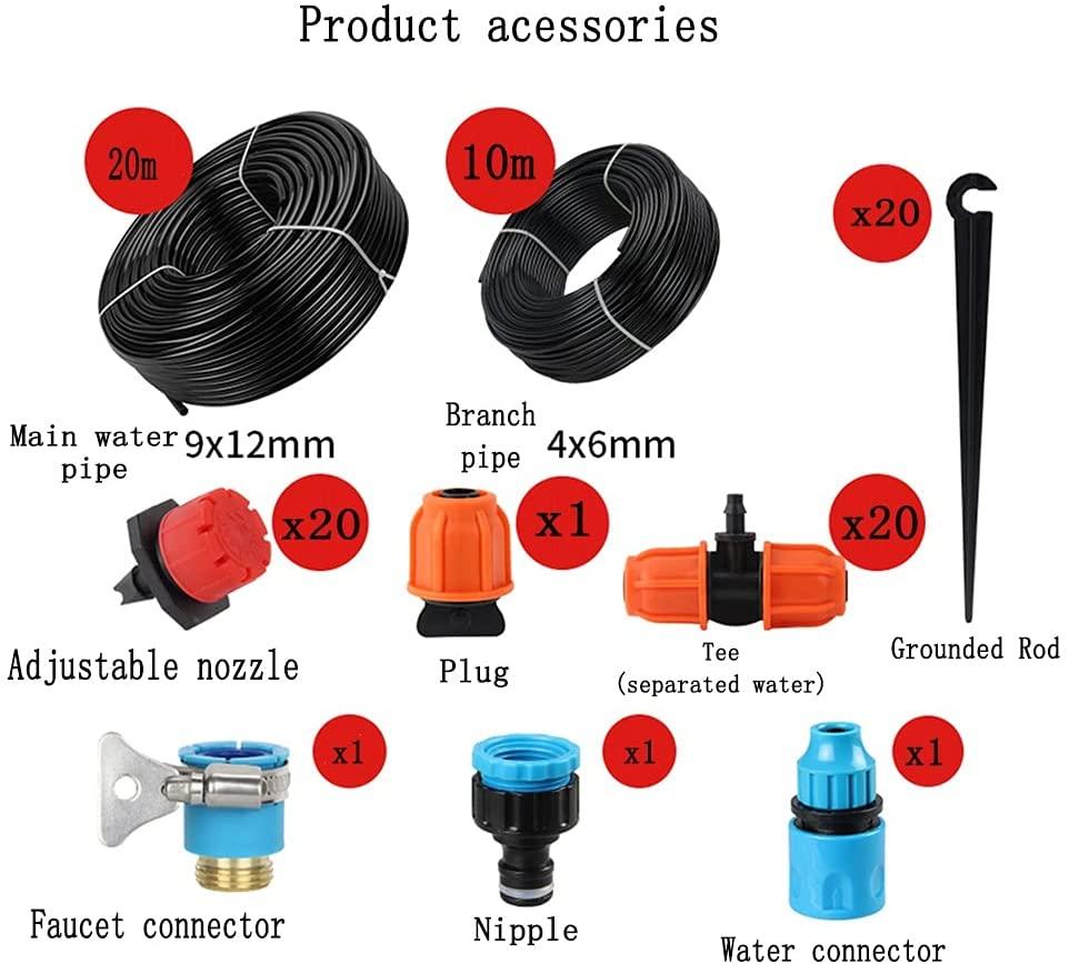 BBGS DIY Plant Watering Kit, with Adjustable Nozzle, Automatic Watering Sprinkler Cooling System for Flower Bed Patio Plants (Color : Style 4-20m)