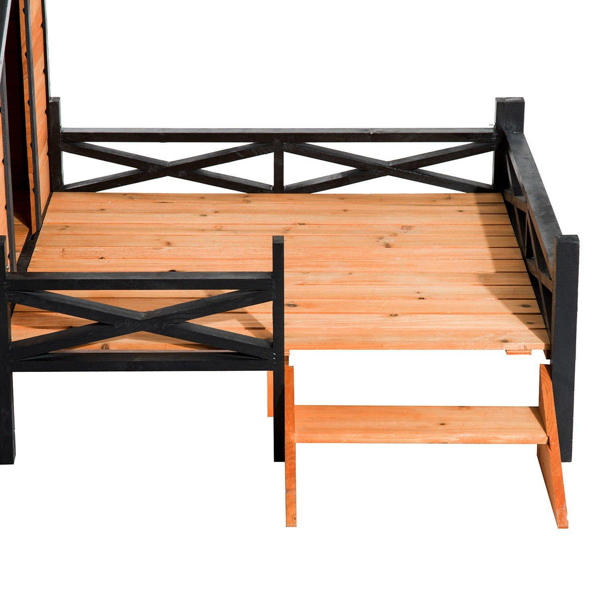 PawHut 67" LarWooden Cabin Style Elevated Outdoor Dog House with Porch