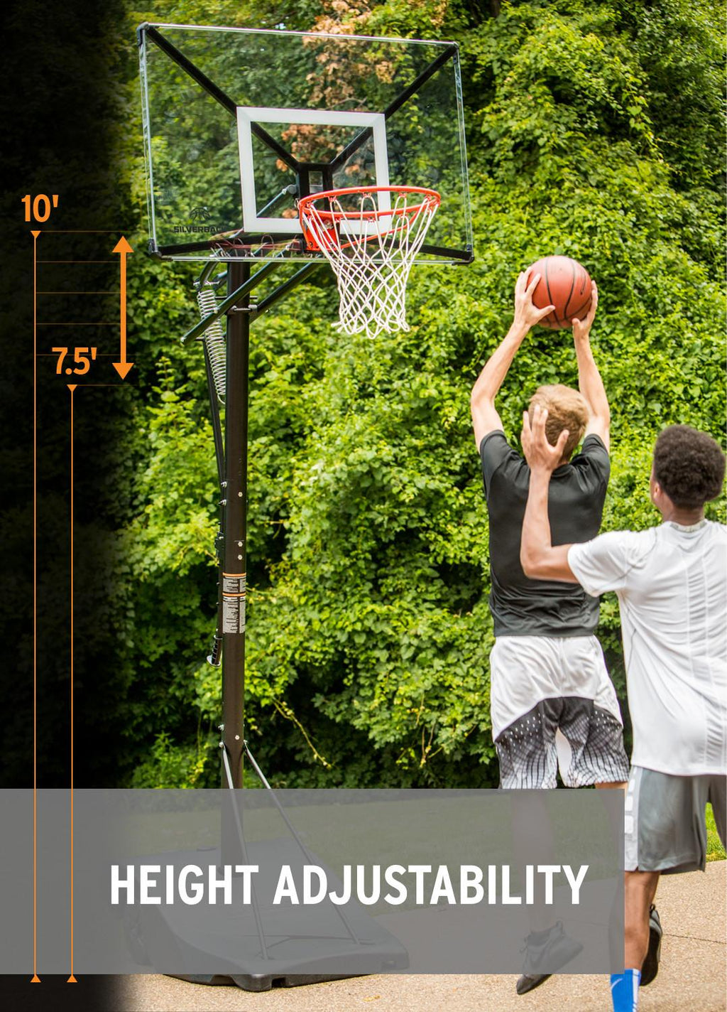 Silverback NXT 50" Backboard Portable Height-Adjustable Basketball Hoop