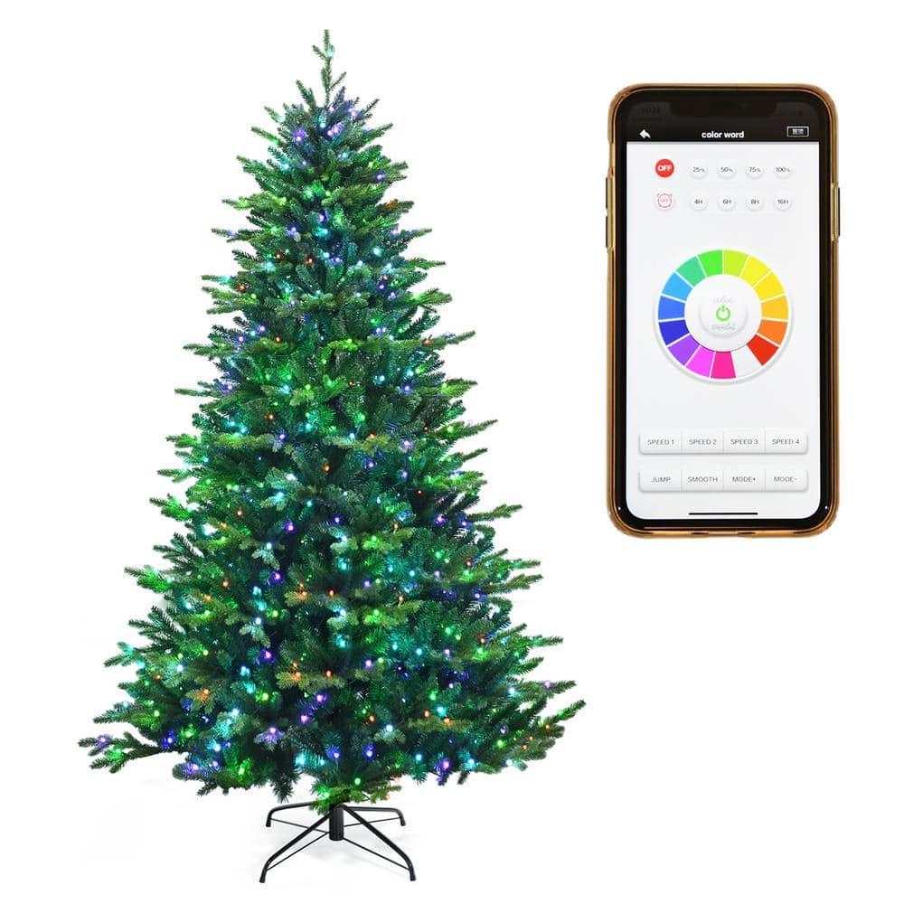 8 ft. Pre-Lit Artificial Christmas Tree with App Control and 15 Lighting Modes