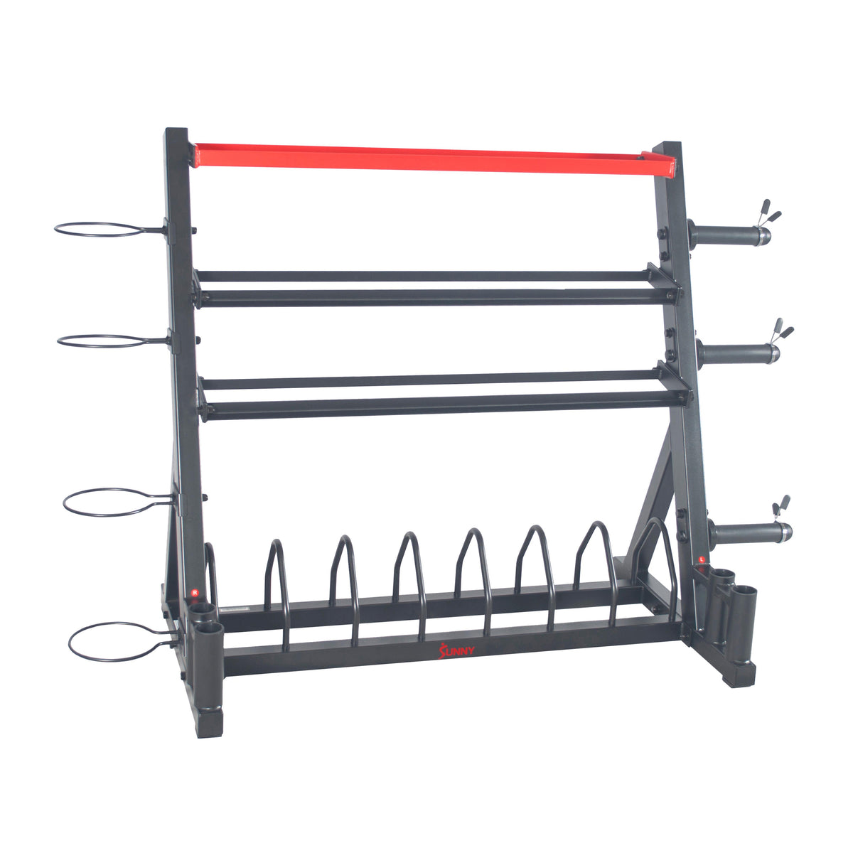 Sunny Health &amp; Fitness All-In-One Weight Plate Holder StoraRack Stand for Dumbbells, Plates, Weight Organizer, SF-XF920025