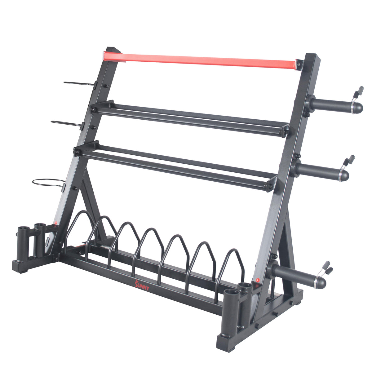 Sunny Health &amp; Fitness All-In-One Weight Plate Holder StoraRack Stand for Dumbbells, Plates, Weight Organizer, SF-XF920025