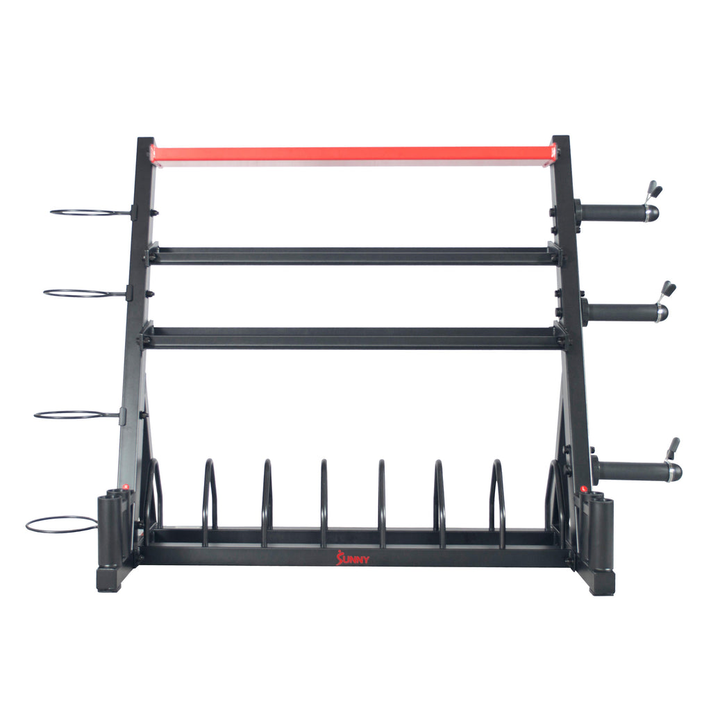 Sunny Health &amp; Fitness All-In-One Weight Plate Holder StoraRack Stand for Dumbbells, Plates, Weight Organizer, SF-XF920025