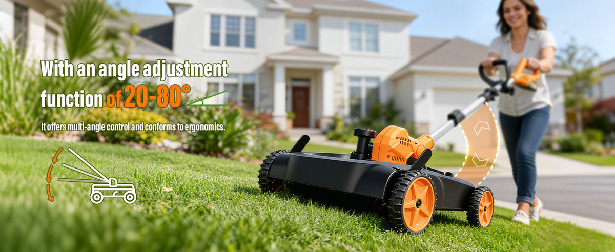 18.9" Cordless Lawn Mower, String Trimmer &amp; Wheeled Edger 3-in-1 Combo, Brushless 2 * 4.0Ah Batteries, 3 Blades, Adjustable Height &amp; Angle Electric Weed Eater and Lawnmower