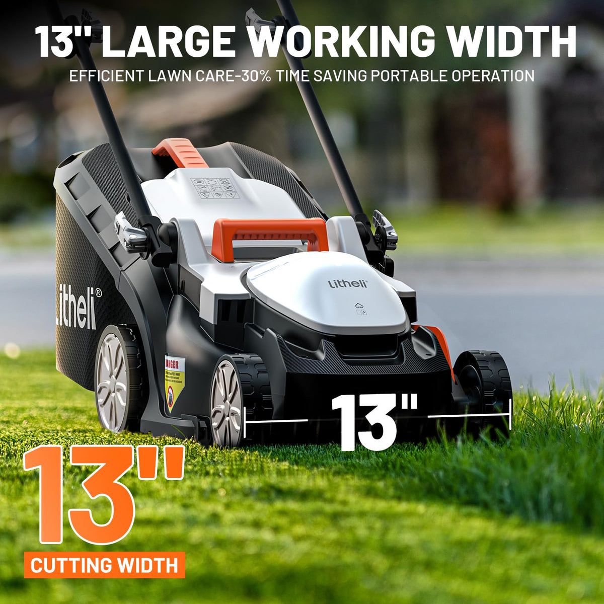 Cordless Lawn Mower 13 Inch, U20 Handy+ 20V Electric Lawn Mowers for Garden, Yard and Farm, 5 Heights Adjustment, Light Weight,2 x 4.0Ah Portable Battery Included