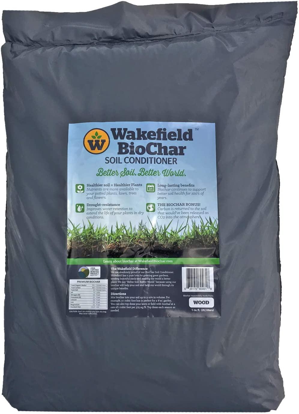 wakefield wfbcsc-bag-40 1 cu ft bag premium biochar organic garden soil conditioner (3 pack)