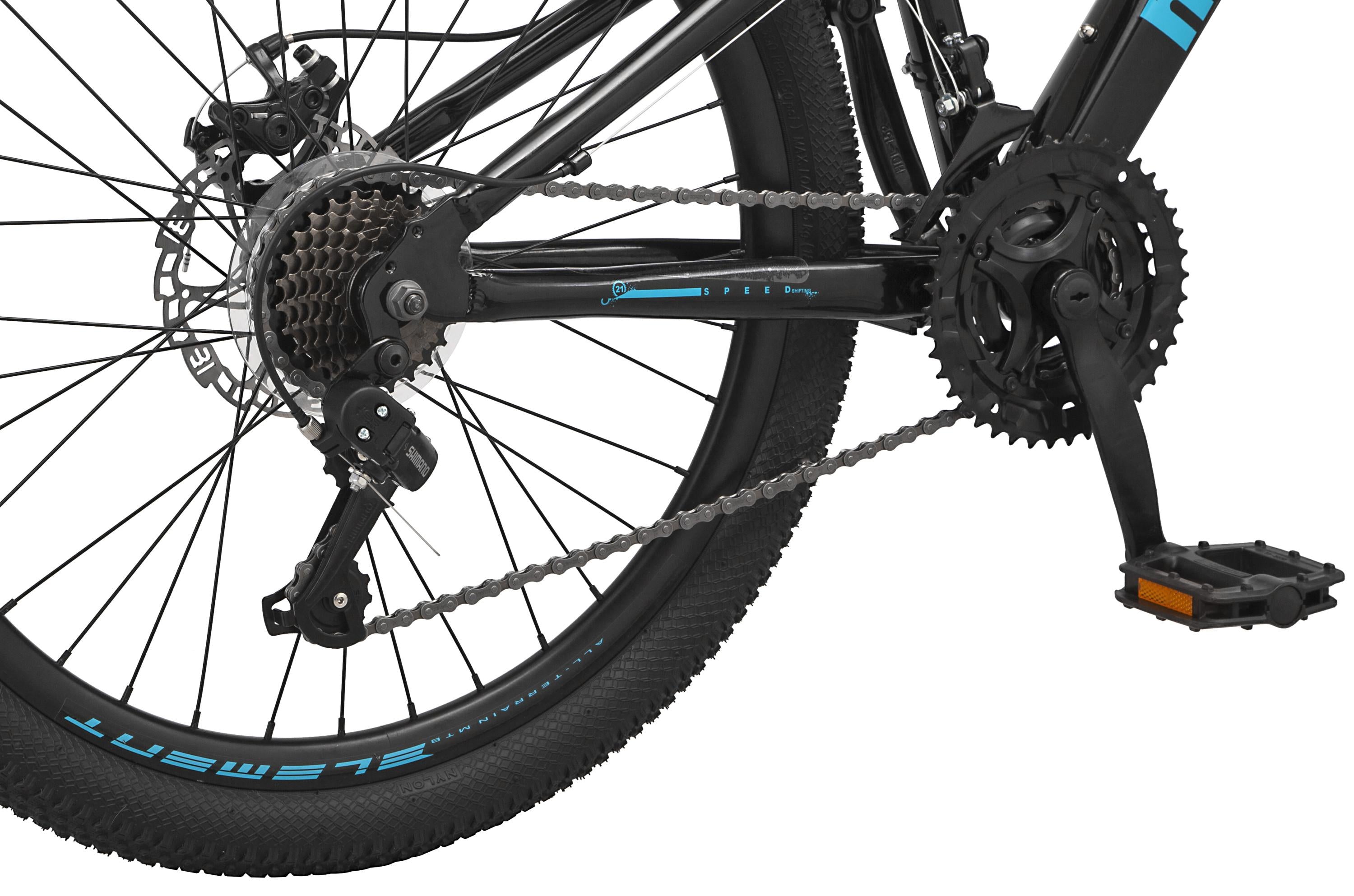 Mongoose Durham Mountain Bike, 21 Speeds, 24-Inch Wheels, Black