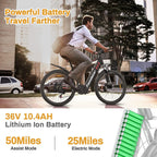 26" Electric Bike, 350W Electric Commuter Bicycle with LCD Display 36V/10.4Ah Lithium-Ion Battery, 21- Speed 5 Levels Electric/Pedal Assist Modes 2 Disc Brakes, City Commuting Bike for Adults
