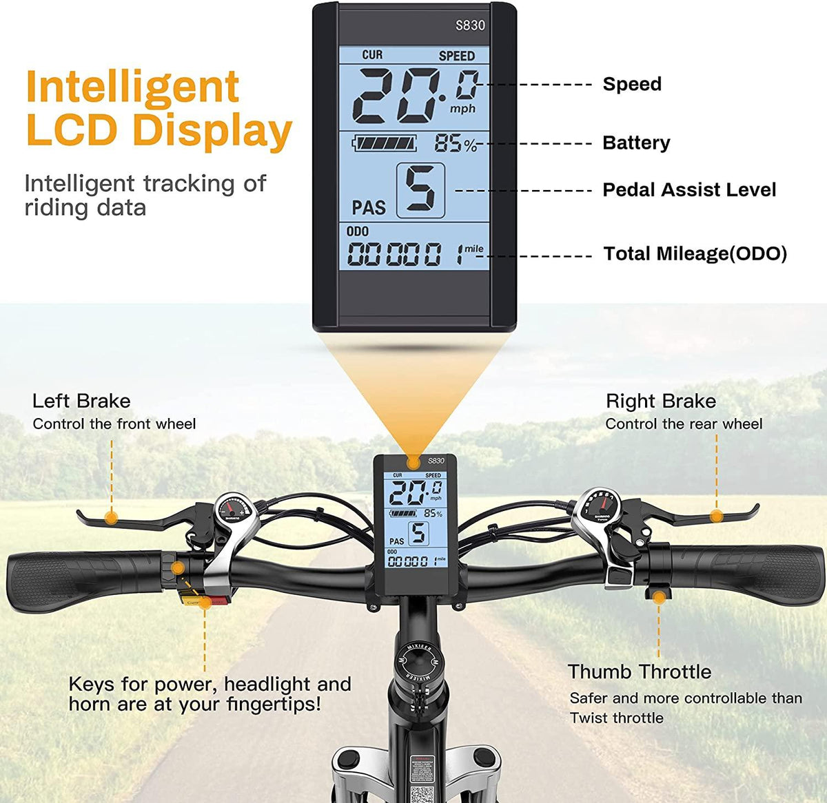 26" Electric Bike, 350W Electric Commuter Bicycle with LCD Display 36V/10.4Ah Lithium-Ion Battery, 21- Speed 5 Levels Electric/Pedal Assist Modes 2 Disc Brakes, City Commuting Bike for Adults