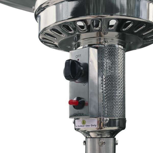 Goorabbit Stainless Steel, Commercial, Propane 46,000 Btu, Outdoor Patio Heater With Wheels, Stainless Steel &amp; Stand-Up Patio Heater Cover Set